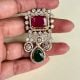 Handmade Brass Metal Jewellery Ruby Green Tikka Set